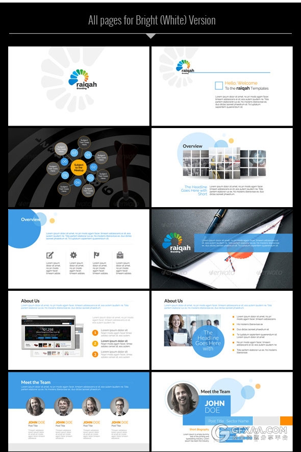 5种配色扁平化企业商务多用途keynote模板 - 顶尖PPT