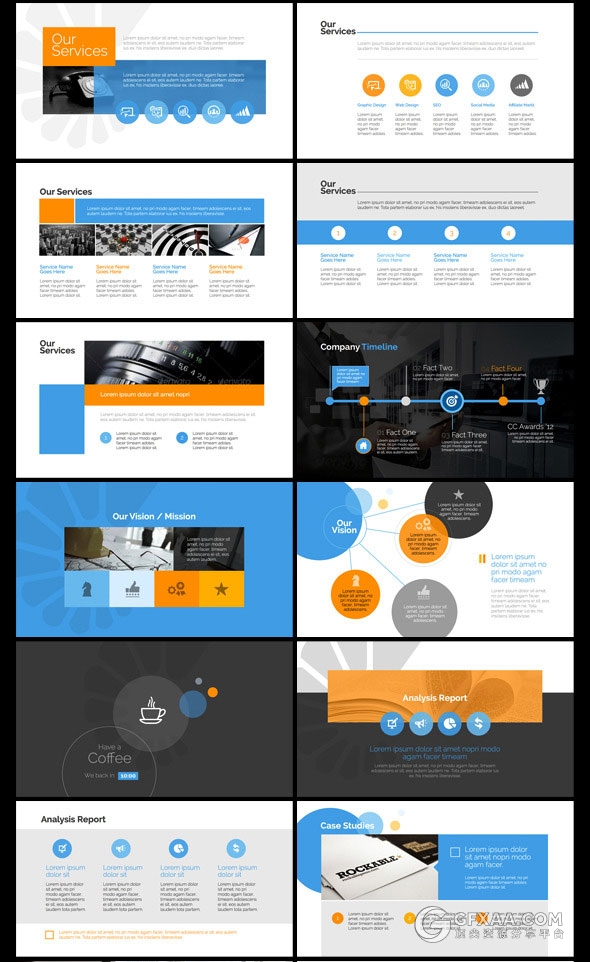 5种配色扁平化企业商务多用途keynote模板 - 顶尖PPT