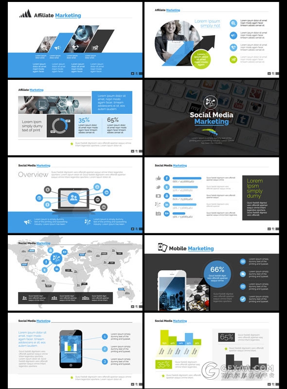 3种配色方案总750页扁平化商务keynote模板 - 顶尖PPT