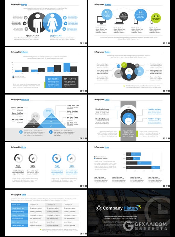 3种配色方案总750页扁平化商务keynote模板 - 顶尖PPT