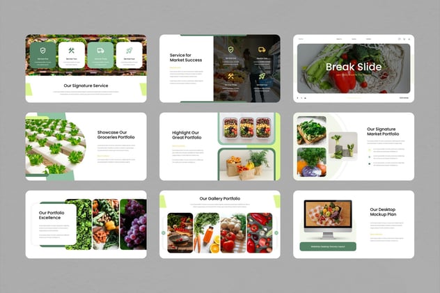 瓜果蔬菜杂货店介绍PPT模板 - 顶尖PPT