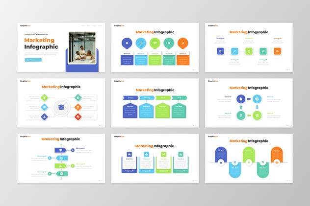 彩色流程图形keynote模板 - 顶尖PPT