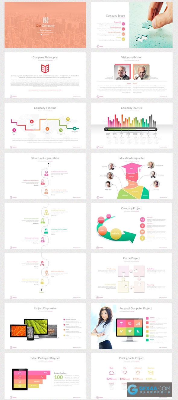 106页色彩图形商务商业总结统计PPT模板 - 顶尖PPT