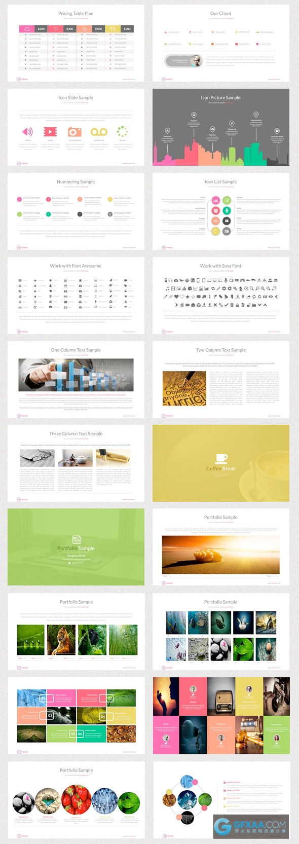 106页色彩图形商务商业总结统计PPT模板 - 顶尖PPT