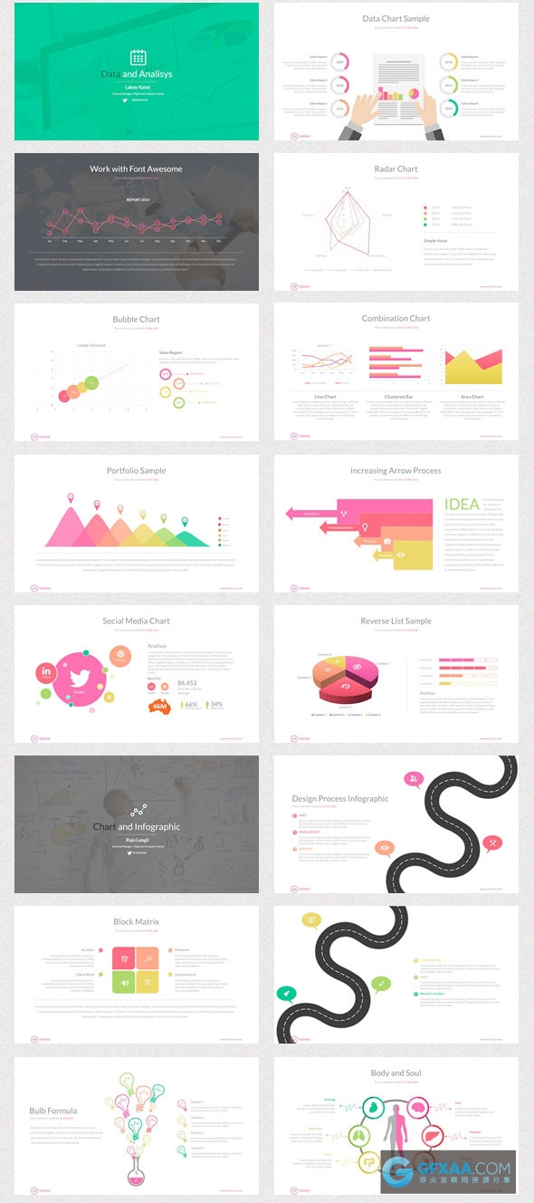 106页色彩图形商务商业总结统计PPT模板 - 顶尖PPT