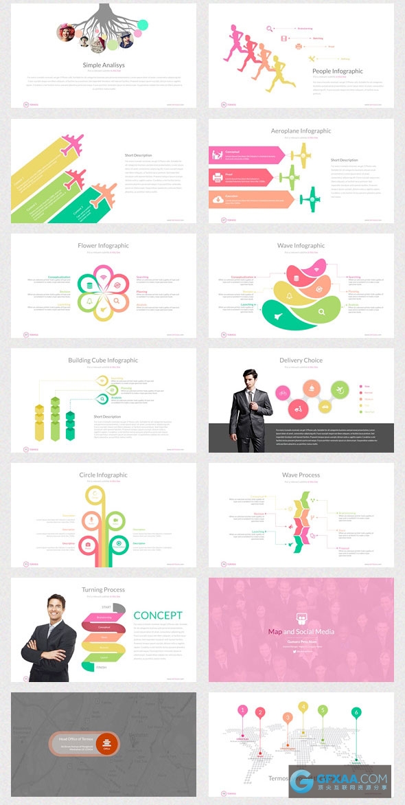 106页色彩图形商务商业总结统计PPT模板 - 顶尖PPT
