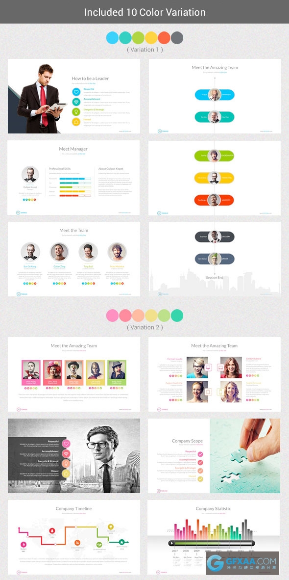 106页色彩图形商务商业总结统计PPT模板 - 顶尖PPT