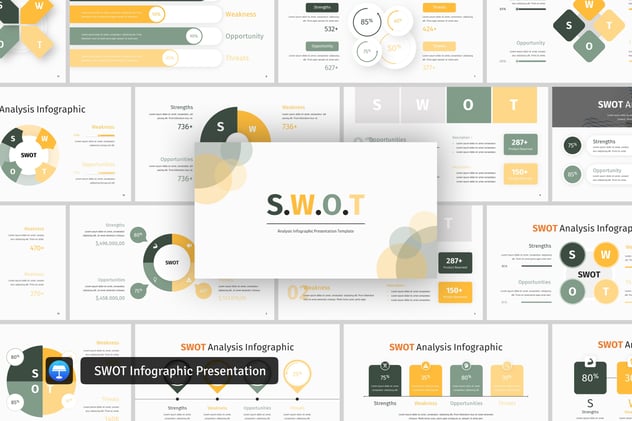 SWOT信息图形keynote模板 - 顶尖PPT
