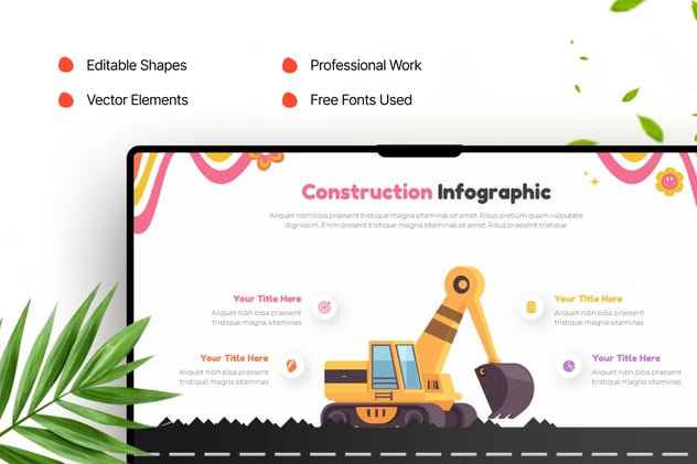 建筑行业人物机械施工插画keynote模板 - 顶尖PPT