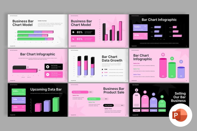 条形图数据统计分析PPT模板 - 顶尖PPT