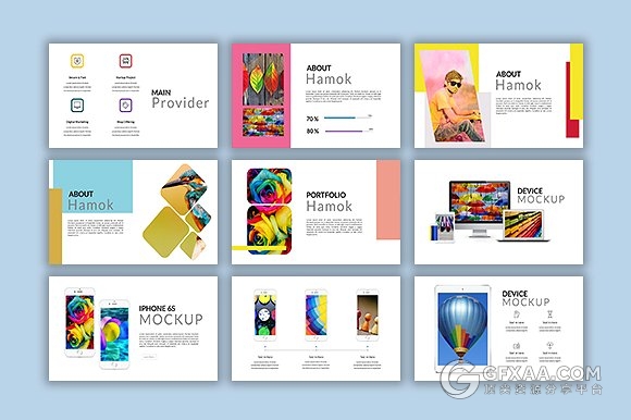 52页酷炫彩色色卡杂志风格PPT模板 - 顶尖PPT