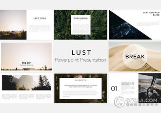 60多页简约文艺摄影图片展示PPT模板 - 顶尖PPT