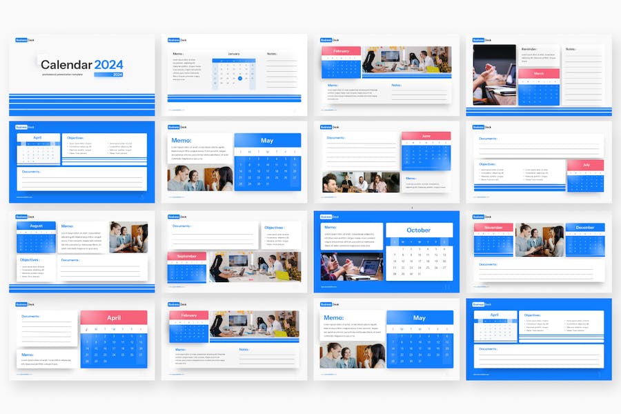 2024年日历表工作计划表PPT模板 - 顶尖PPT