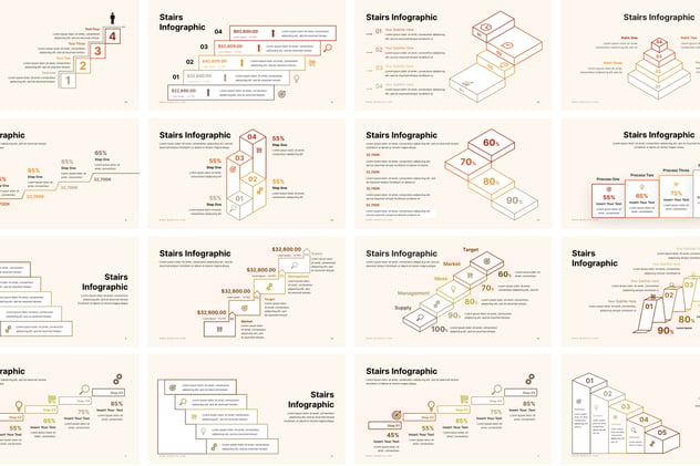 创意楼梯线信息图设计展示PPT模板 - 顶尖PPT