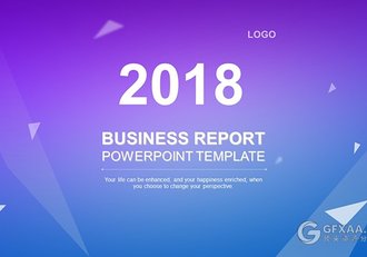 蓝紫渐变背景几何图形创意简约iOS风格ppt模板 - 顶尖PPT