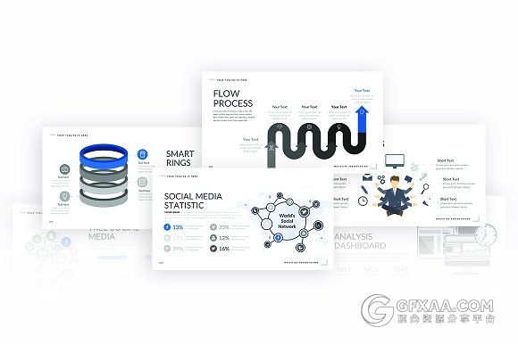 320多页扁平化简约高端PPT模板 - 顶尖PPT