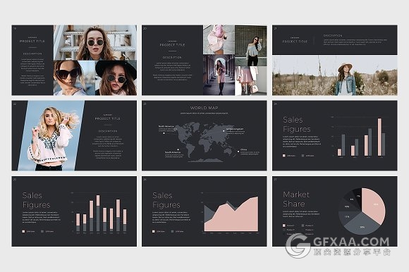 黑色简约大气摄影人物展示PPT模板 - 顶尖PPT