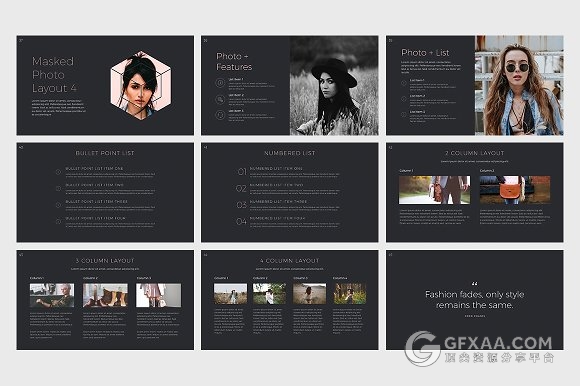 黑色简约大气摄影人物展示PPT模板 - 顶尖PPT