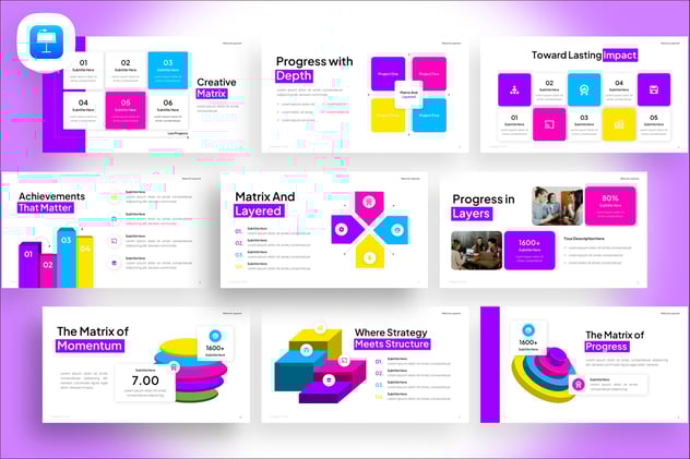 矩阵和分层信息图形keynote模板 - 顶尖PPT