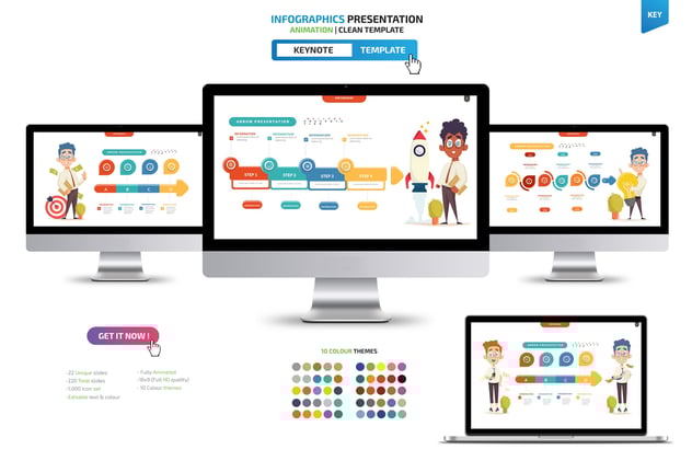 创意金融人物插画图形keynote模板 - 顶尖PPT