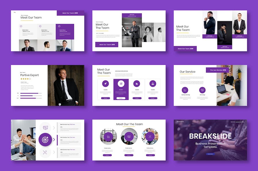 紫色大气商业计划企业合作团队介绍商务通用PPT模板 - 顶尖PPT