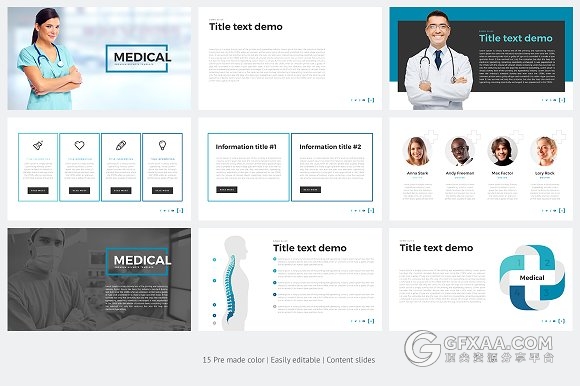 15种配色医生医疗研究行业通用PPT模板 - 顶尖PPT