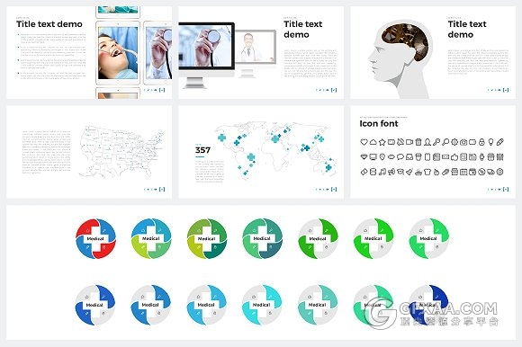 15种配色医生医疗研究行业通用PPT模板 - 顶尖PPT