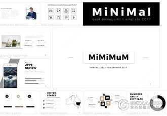 50多页极简文艺杂志风格PPT模板 - 顶尖PPT