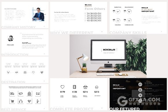 50多页极简文艺杂志风格PPT模板 - 顶尖PPT