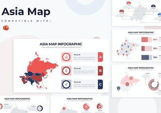 亚洲整体板块地图PPT模板 - 顶尖PPT