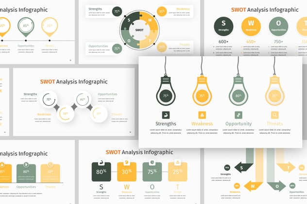 SWOT信息图形keynote模板 - 顶尖PPT