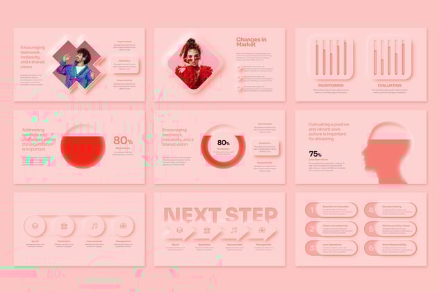 新拟态风格商务总结报告PPT模板 - 顶尖PPT