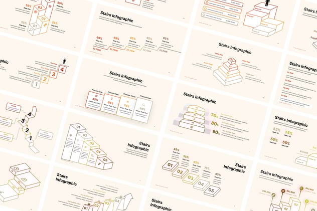 创意楼梯线信息图设计展示PPT模板 - 顶尖PPT