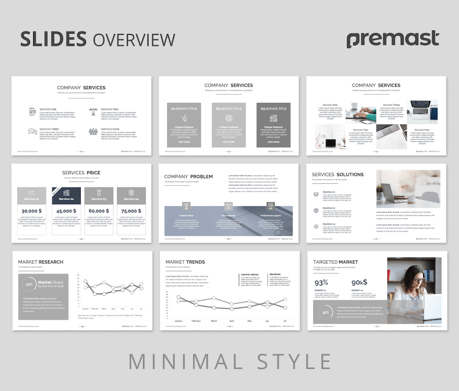 极简风格室内设计商业计划书PPT模板 - 顶尖PPT