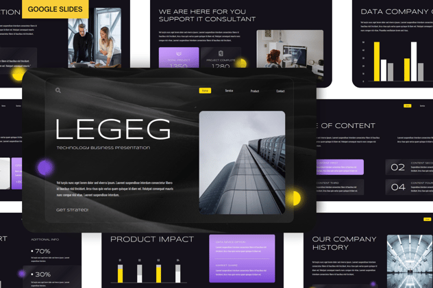 紫黄配色技术展示业务合作PPT模板 - 顶尖PPT