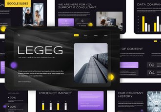 紫黄配色技术展示业务合作PPT模板 - 顶尖PPT