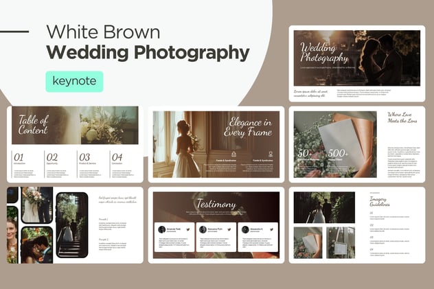 白棕色婚礼摄影keynote模板 - 顶尖PPT