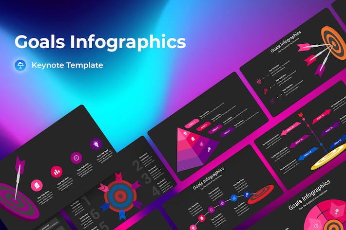 目标信息图表深色主题Keynote模板 - 顶尖PPT