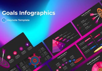 目标信息图表深色主题Keynote模板 - 顶尖PPT
