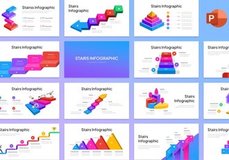 彩色楼梯信息图形PPT模板 - 顶尖PPT