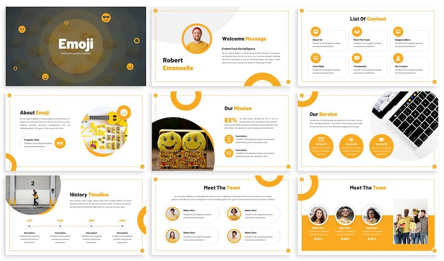 黄色表情符号创意设计PPT模板 - 顶尖PPT