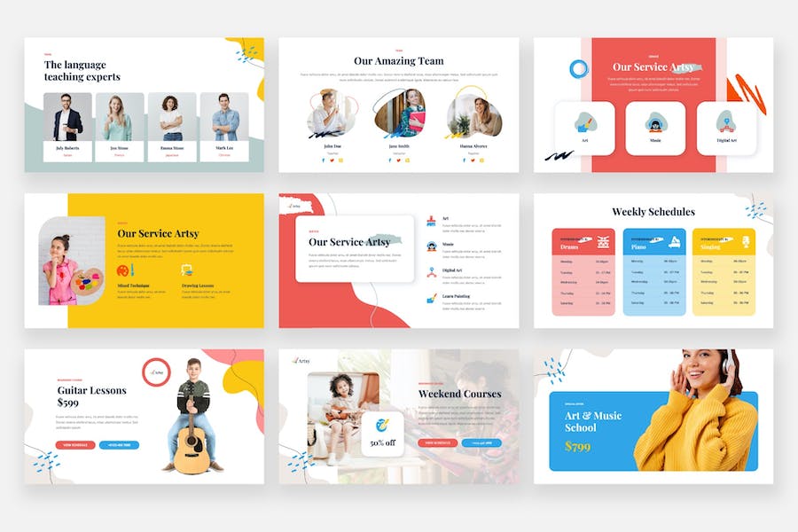 艺术音乐学校主题展示PPT模板 - 顶尖PPT