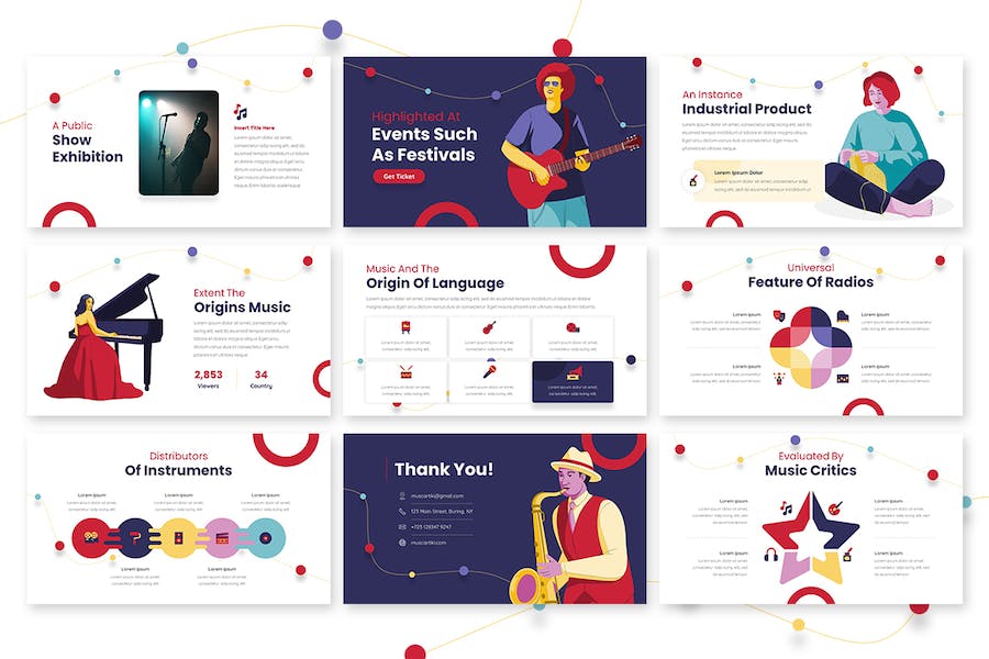 创意插画演唱会活动策划keynote模板 - 顶尖PPT