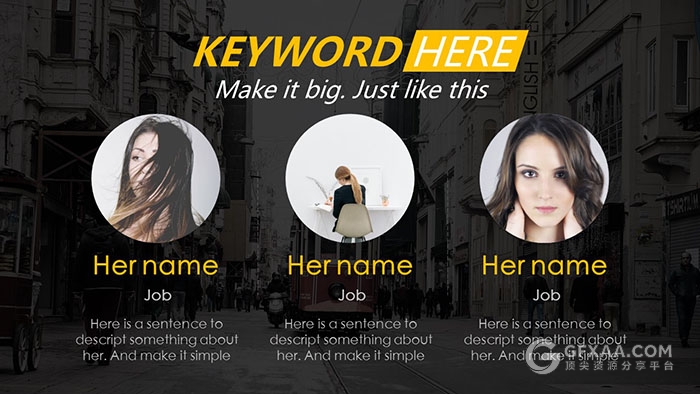 黑黄配色欧美风杂志风PPT模板 - 顶尖PPT