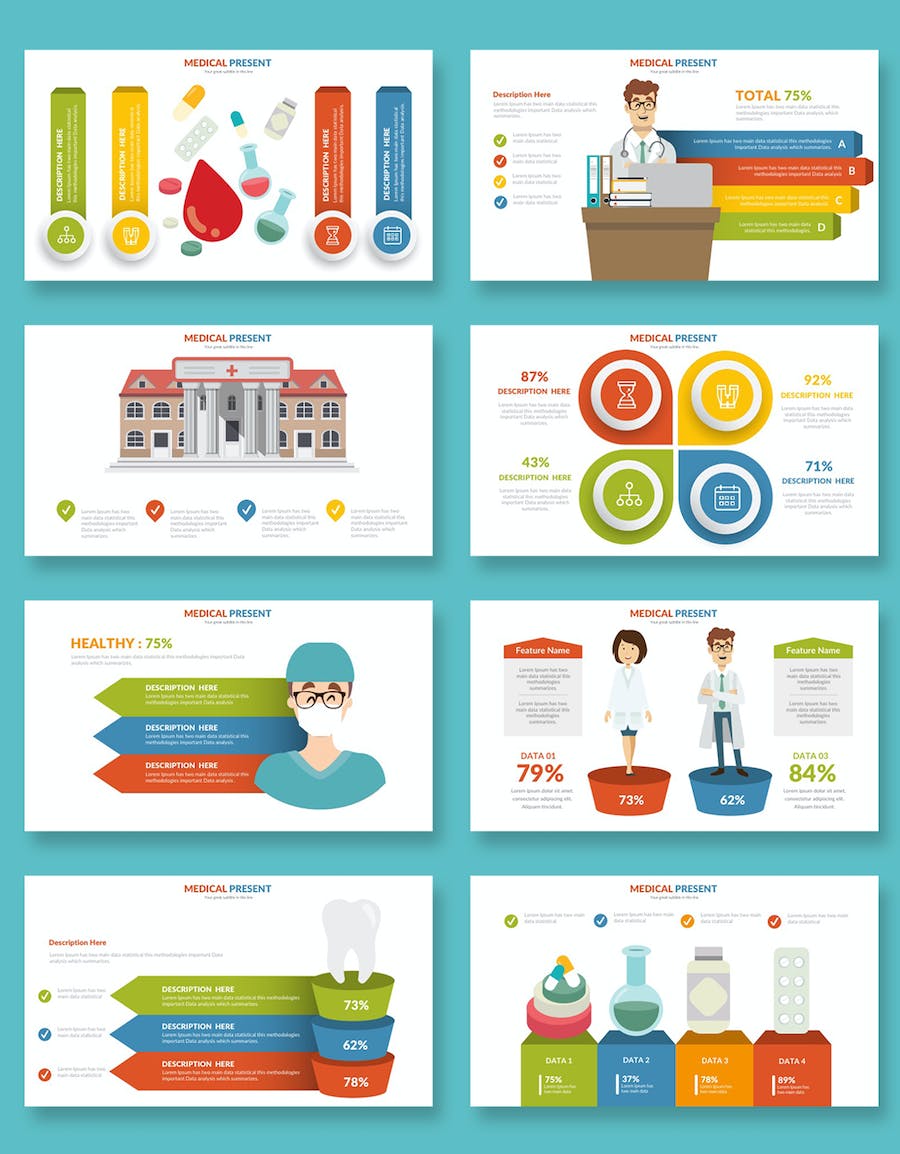 医院网络宣传推广插画图形PPT模板 - 顶尖PPT