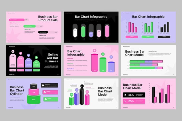 条形图数据统计分析PPT模板 - 顶尖PPT