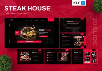 牛排馆美食主题keynote模板 - 顶尖PPT