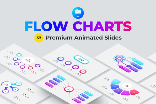 彩色流程图组织架构图形keynote动画模板 - 顶尖PPT