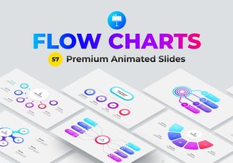 彩色流程图组织架构图形keynote动画模板 - 顶尖PPT