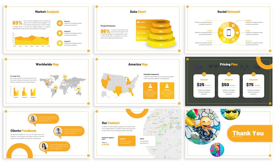 黄色表情符号创意设计PPT模板 - 顶尖PPT